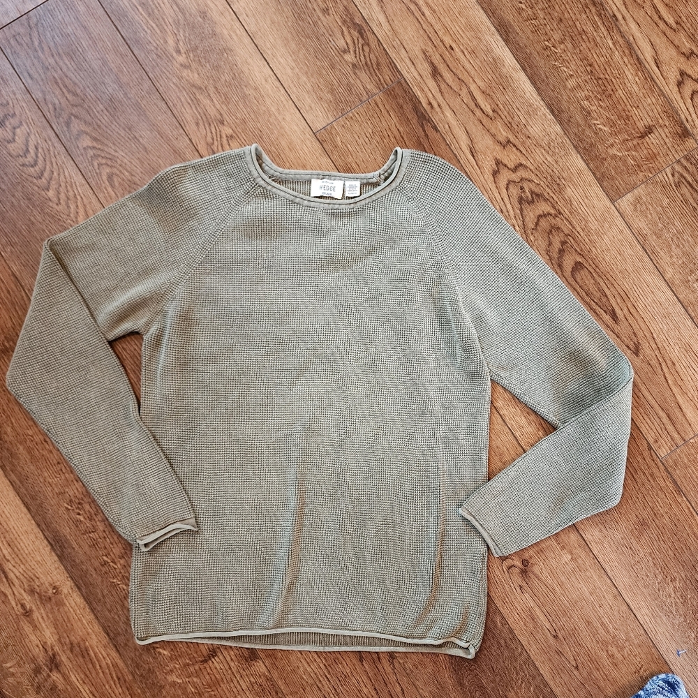 Never Lose Hedge Grey/green 100% Cotton Sweater